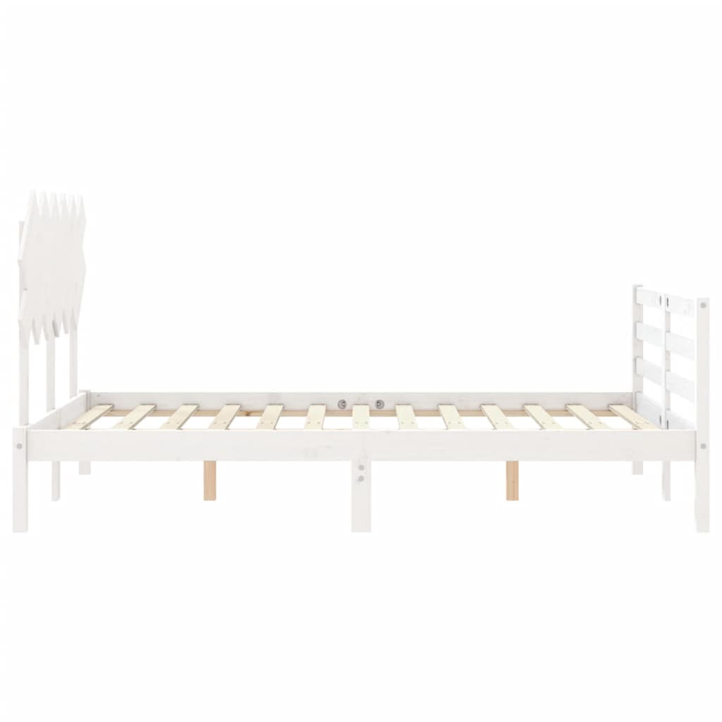 Bed Frame with Headboard White 137x187 cm Double Solid Wood - Newstart Furniture