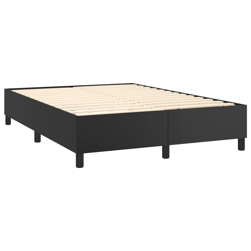 Box Spring Bed with Mattress Black 152x203 cm Queen Faux Leather - Newstart Furniture
