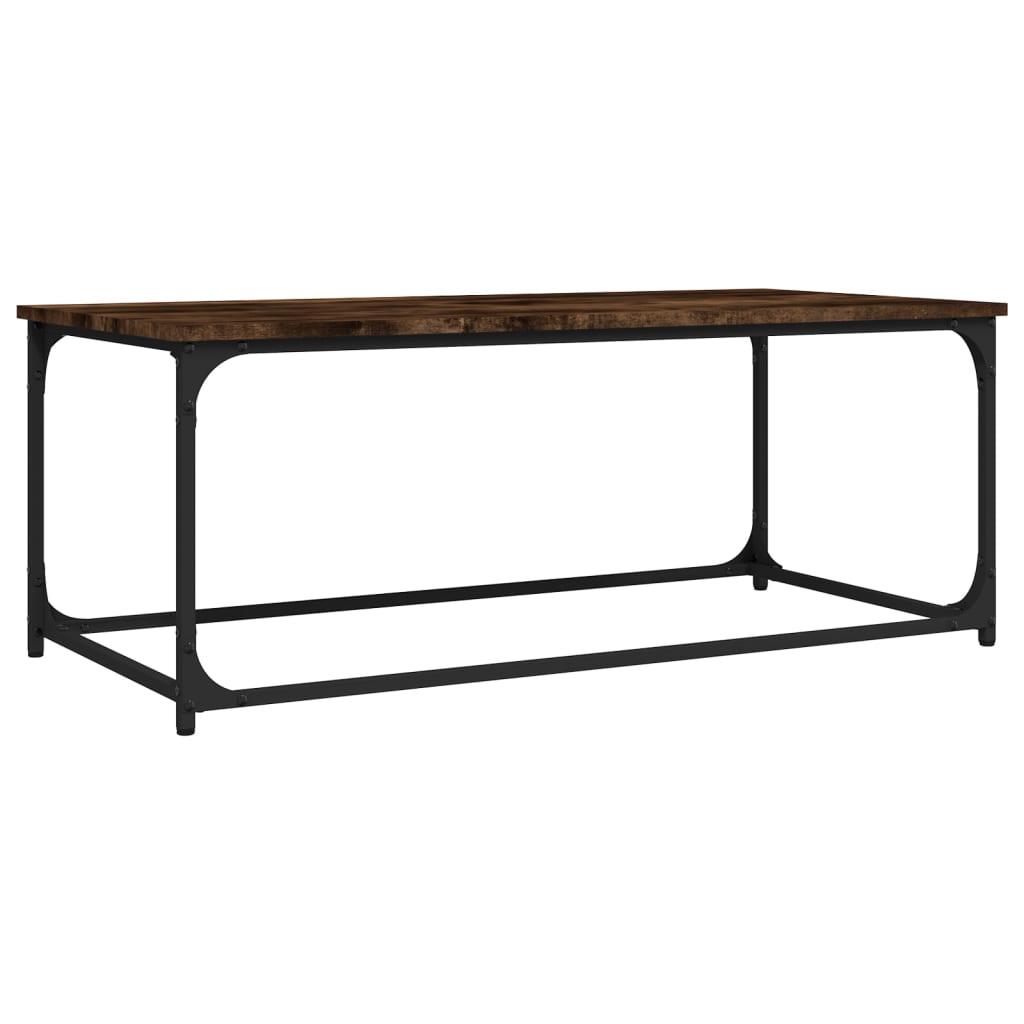 Coffee Table Smoked Oak 102x50x40 cm Engineered Wood and Iron - Newstart Furniture