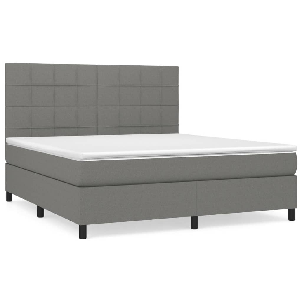 Box Spring Bed with Mattress Dark Grey 152x203 cm Queen Fabric - Newstart Furniture