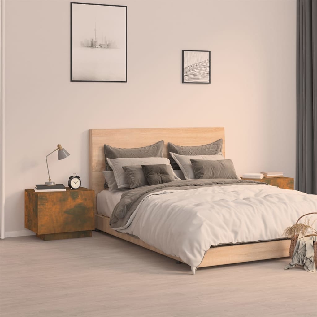 Bedside Cabinet Smoked Oak 100x35x40 cm Engineered Wood - Newstart Furniture