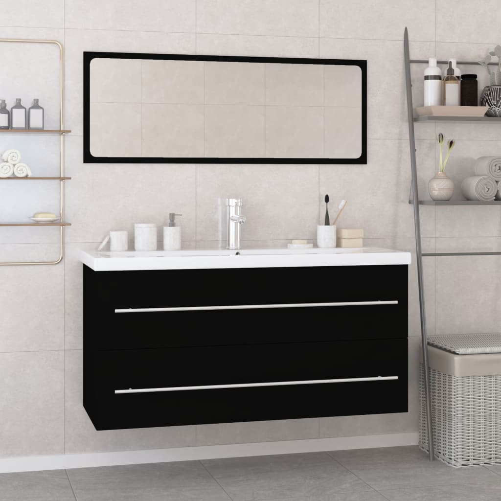 Bathroom Furniture Set Black Engineered Wood - Newstart Furniture