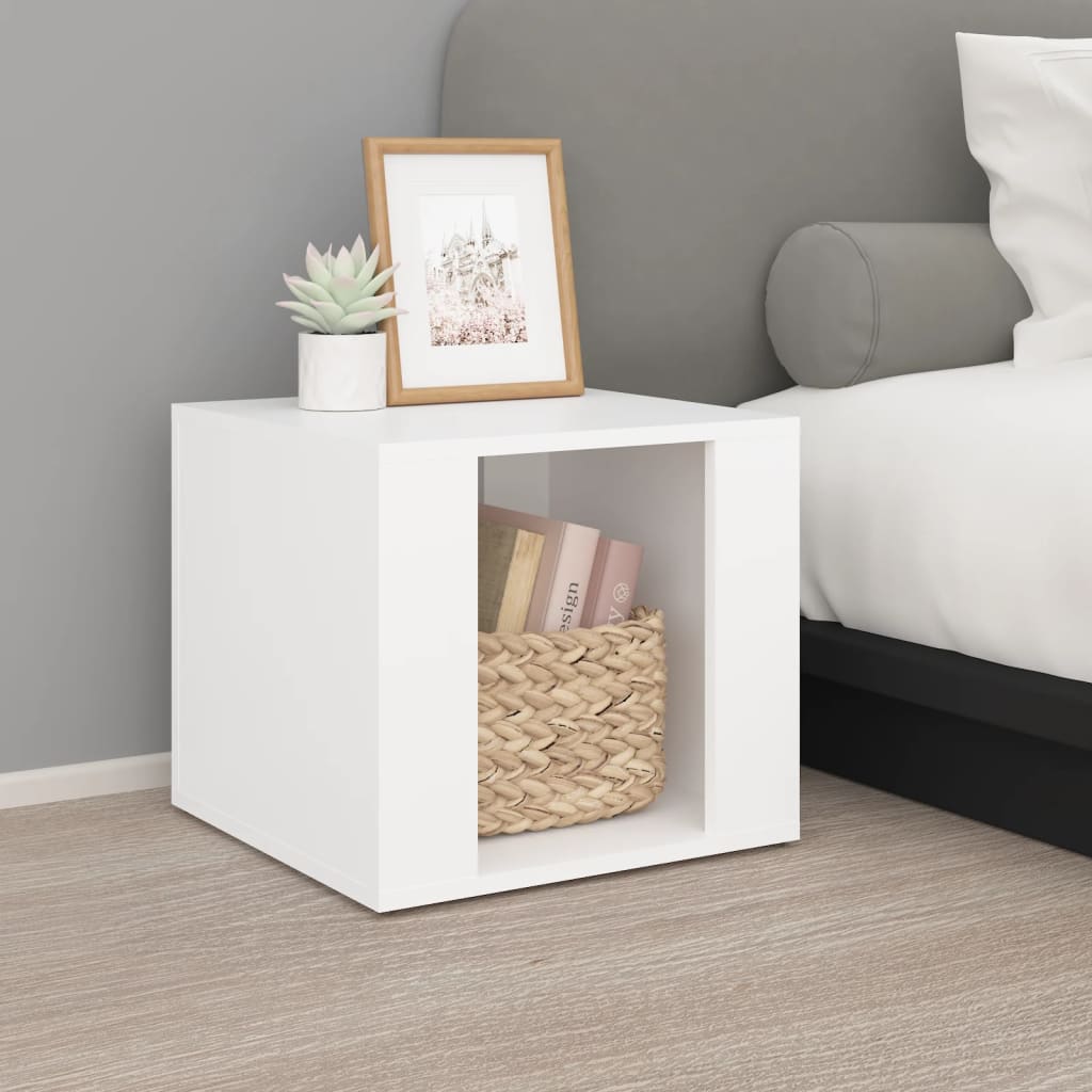 Bedside Table White 41x40x36 cm Engineered Wood - Newstart Furniture