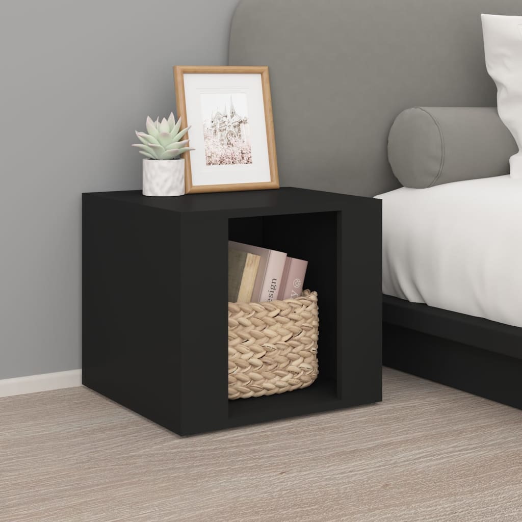 Bedside Table Black 41x40x36 cm Engineered Wood - Newstart Furniture