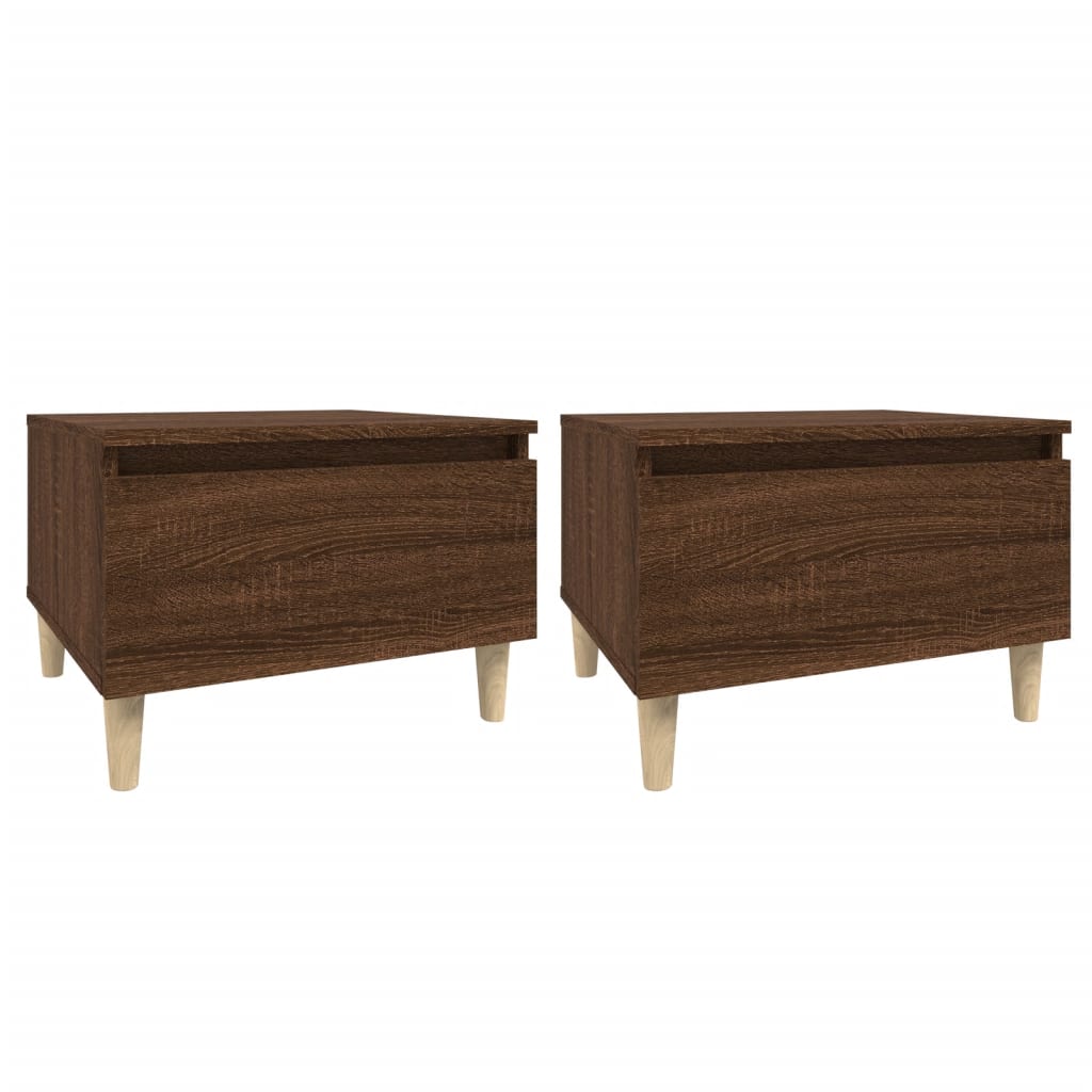 Side Tables 2 pcs Brown Oak 50x46x35 cm Engineered Wood - Newstart Furniture