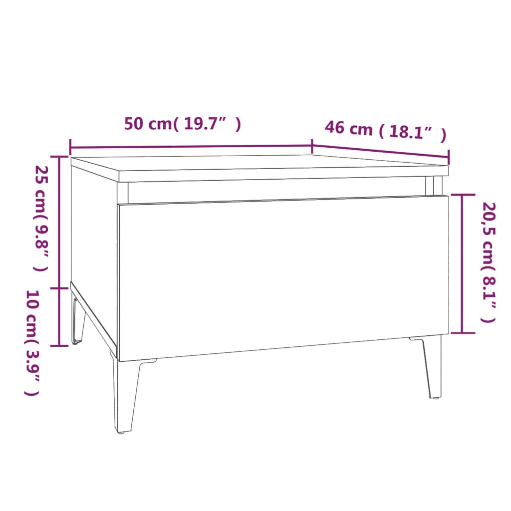 Side Table White 50x46x35 cm Engineered Wood - Newstart Furniture
