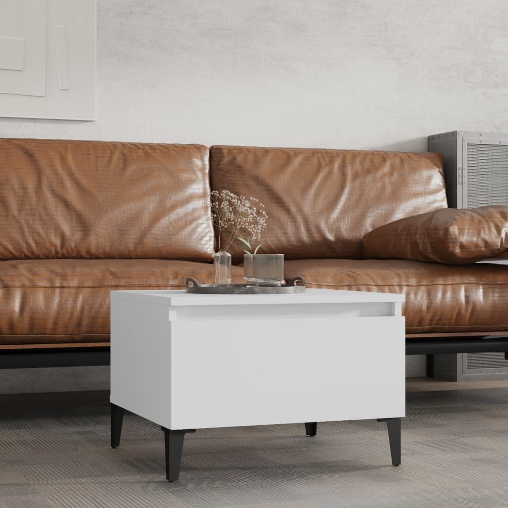 Side Table White 50x46x35 cm Engineered Wood - Newstart Furniture
