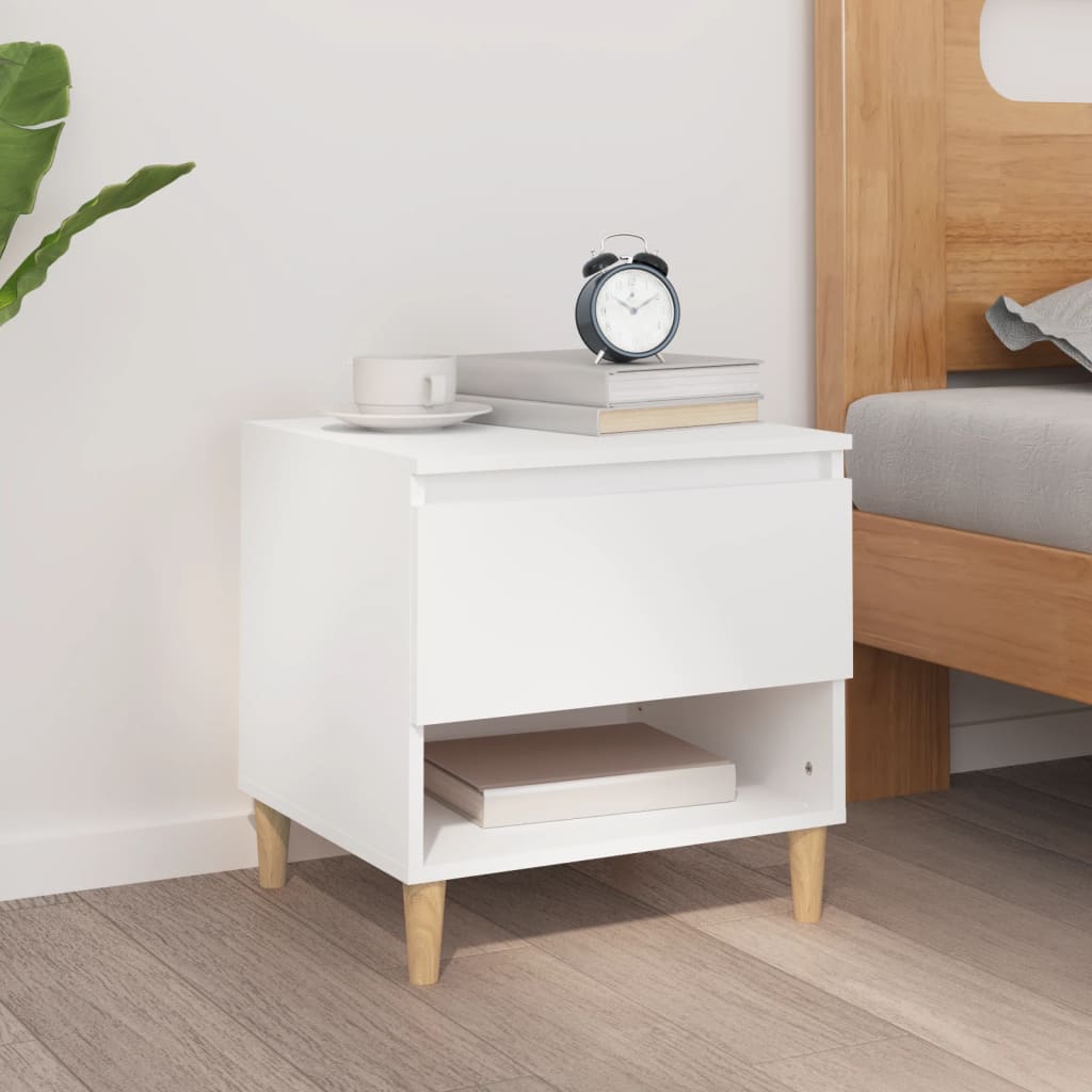 Bedside Table White 50x46x50 cm Engineered Wood - Newstart Furniture