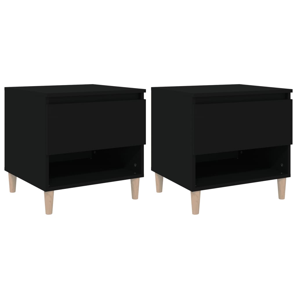 Bedside Tables 2 pcs Black 50x46x50 cm Engineered Wood - Newstart Furniture