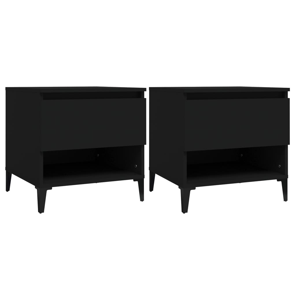 Side Tables 2 pcs Black 50x46x50 cm Engineered Wood - Newstart Furniture