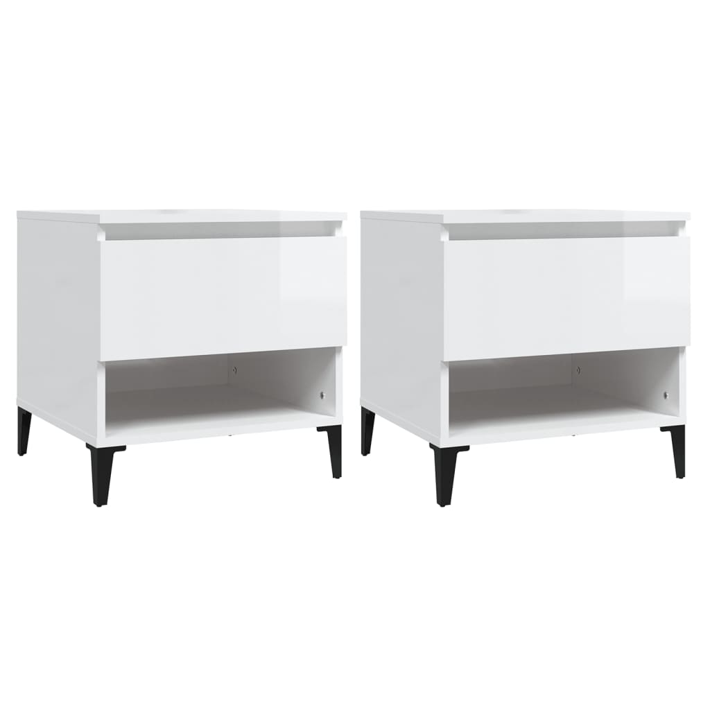 Side Tables 2 pcs High Gloss White 50x46x50 cm Engineered Wood - Newstart Furniture