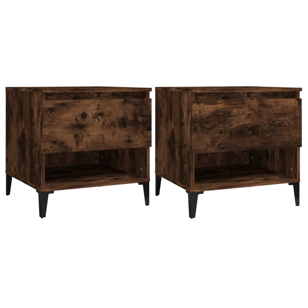 Side Tables 2 pcs Smoked Oak 50x46x50 cm Engineered Wood - Newstart Furniture