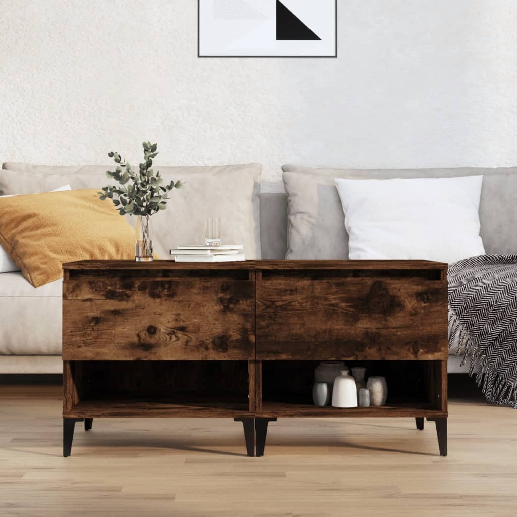 Side Tables 2 pcs Smoked Oak 50x46x50 cm Engineered Wood - Newstart Furniture