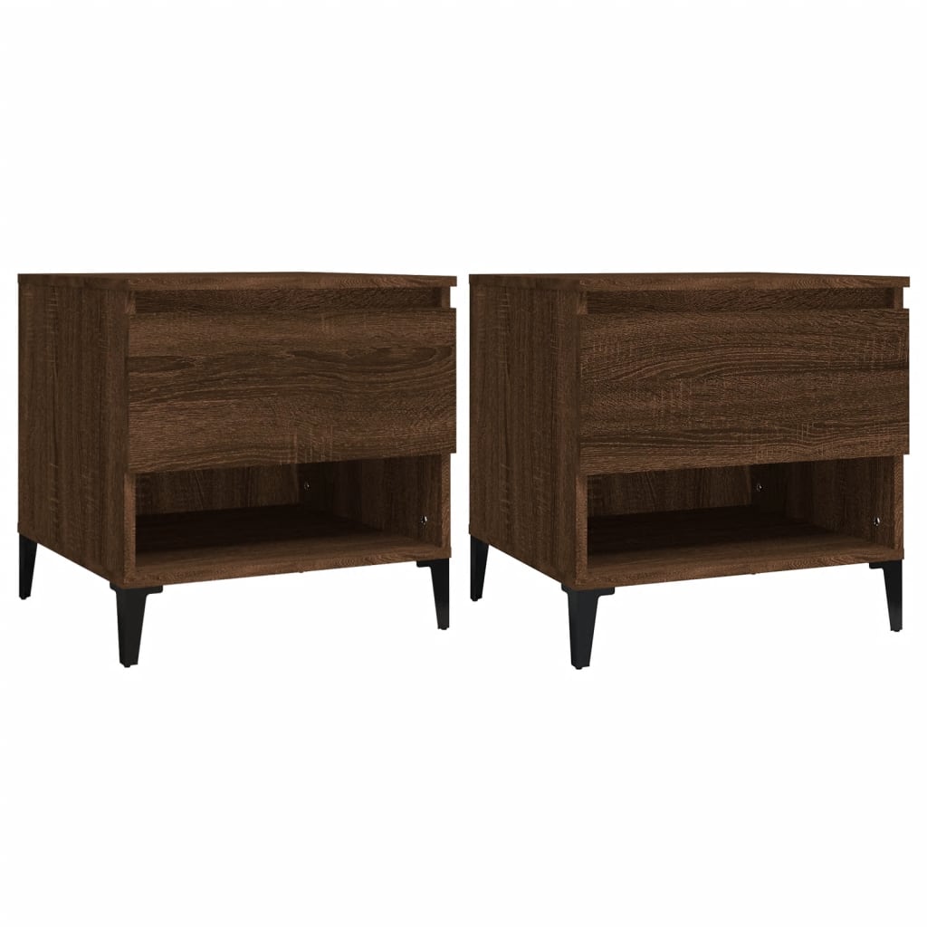 Side Tables 2 pcs Brown Oak 50x46x50 cm Engineered Wood - Newstart Furniture