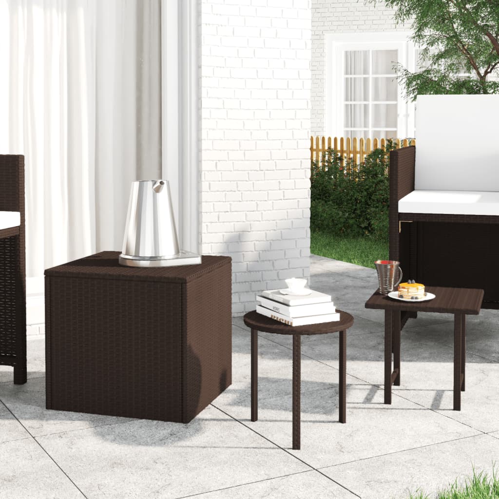 Side Tables 3 pcs Brown Poly Rattan - Newstart Furniture