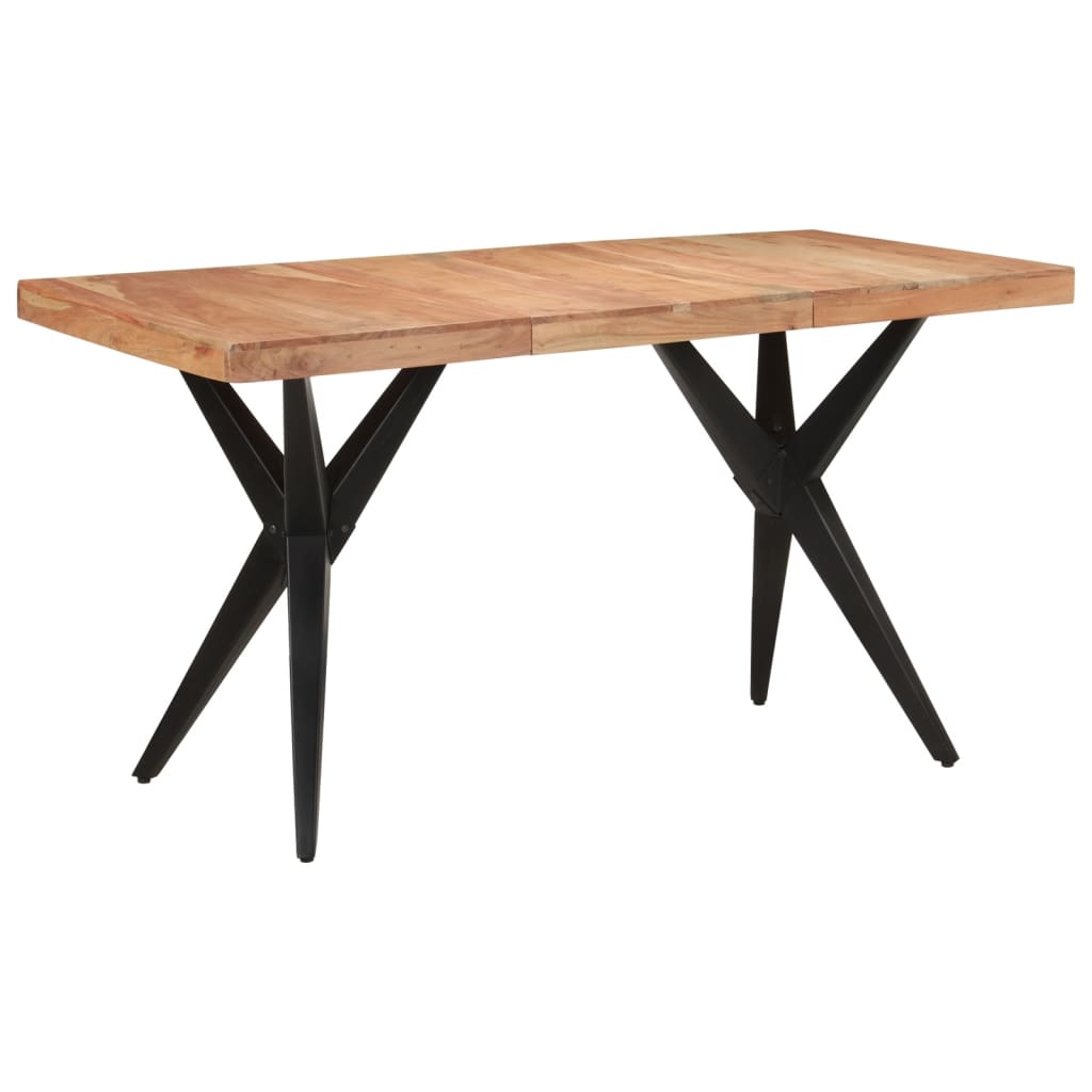 Dining Table Black 140x70x76 cm Solid Wood Acacia - Newstart Furniture