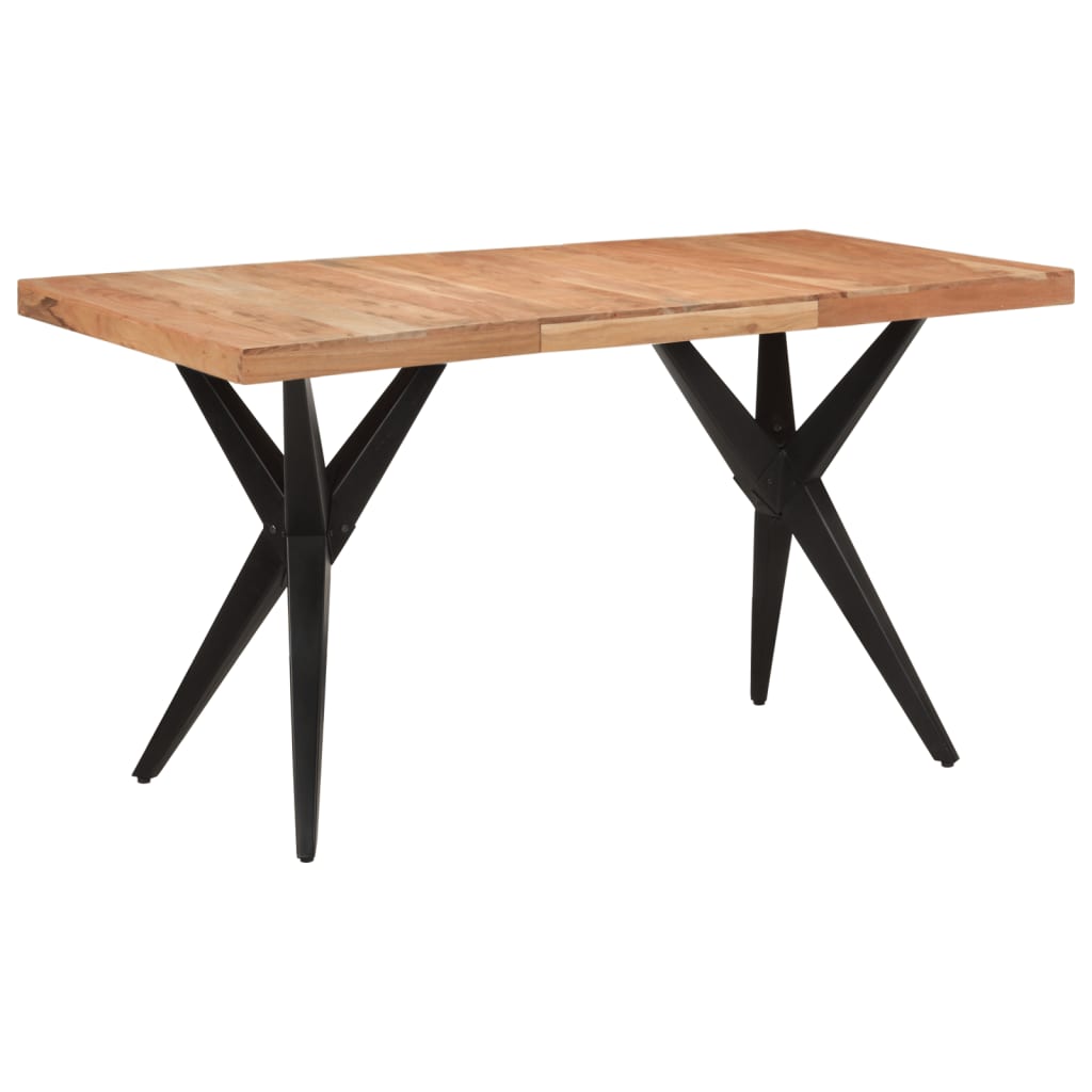 Dining Table Black 140x70x76 cm Solid Wood Acacia - Newstart Furniture
