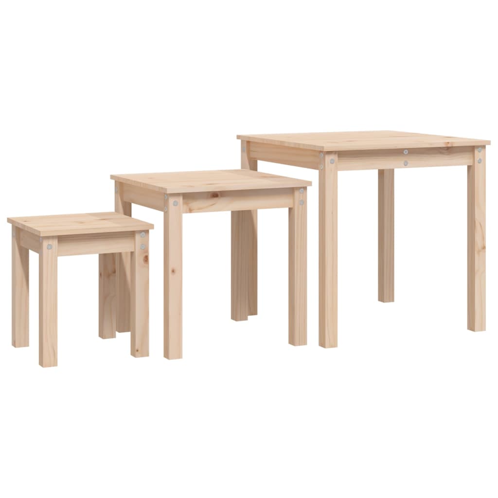 Nesting Tables 3 pcs Solid Wood Pine - Newstart Furniture