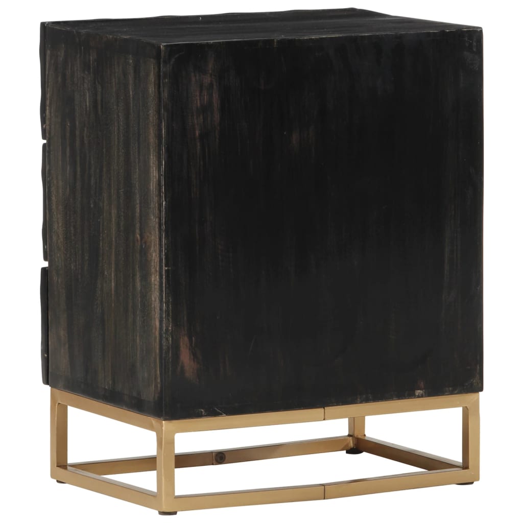Bedside Cabinet Black 40x29x50 cm Solid Wood Mango - Newstart Furniture