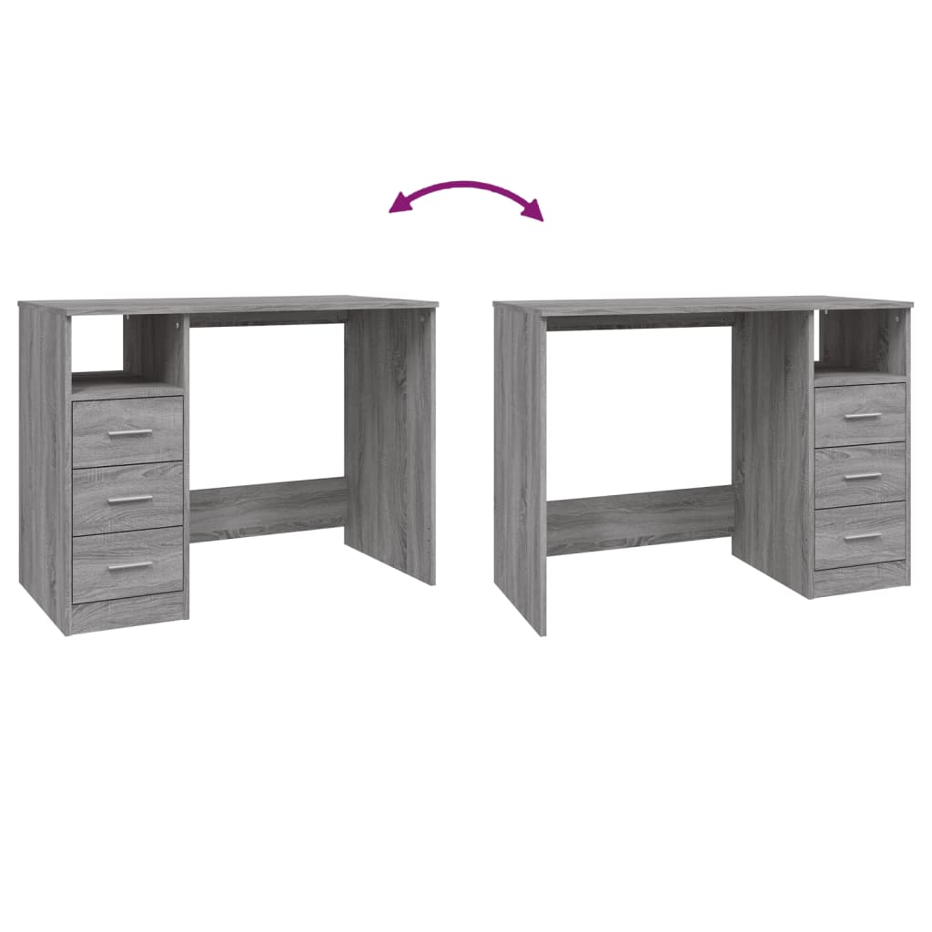 Desk with Drawers Grey Sonoma 102x50x76 cm Engineered Wood - Newstart Furniture