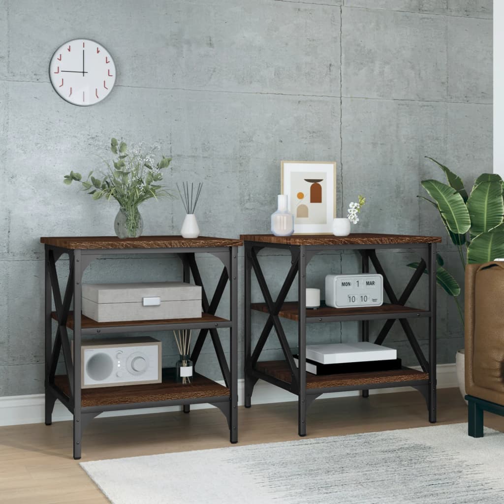 Side Tables 2 pcs Brown Oak 40x42x50 cm Engineered Wood - Newstart Furniture