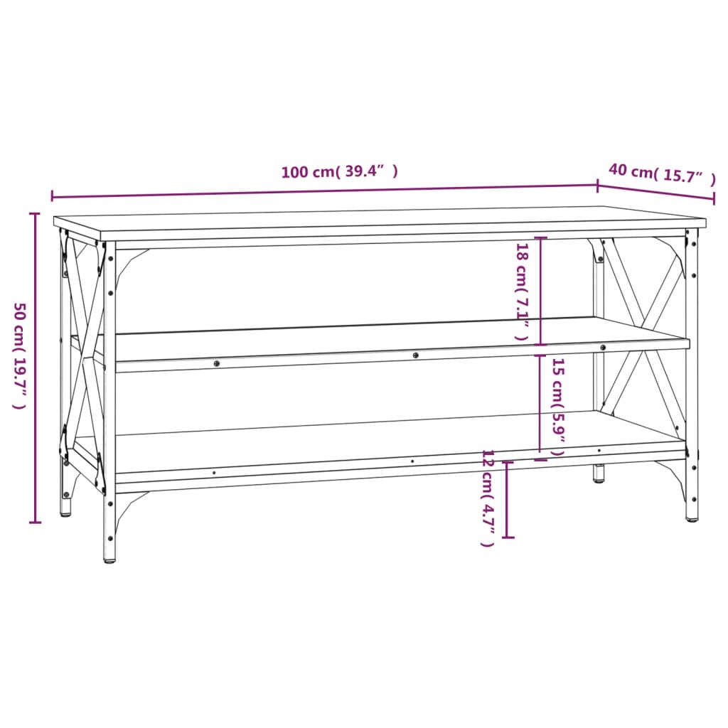 TV Cabinet Grey Sonoma 100x40x50 cm Engineered Wood - Newstart Furniture