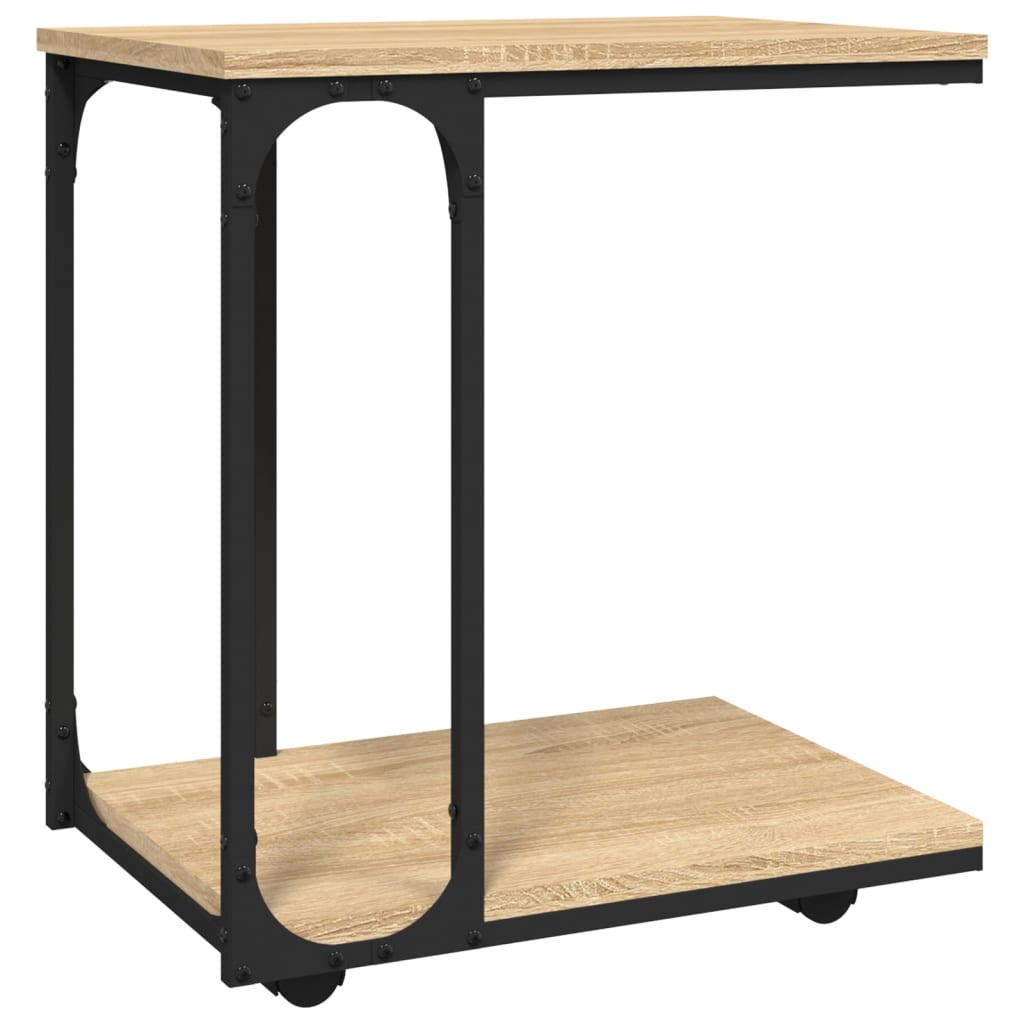 Side Table with Wheels Sonoma Oak 50x35x55.5cm Engineered Wood - Newstart Furniture