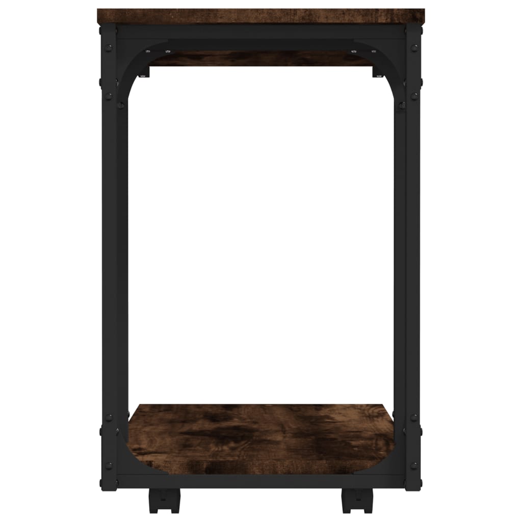 Side Table with Wheels Smoked Oak 50x35x55.5cm Engineered Wood - Newstart Furniture
