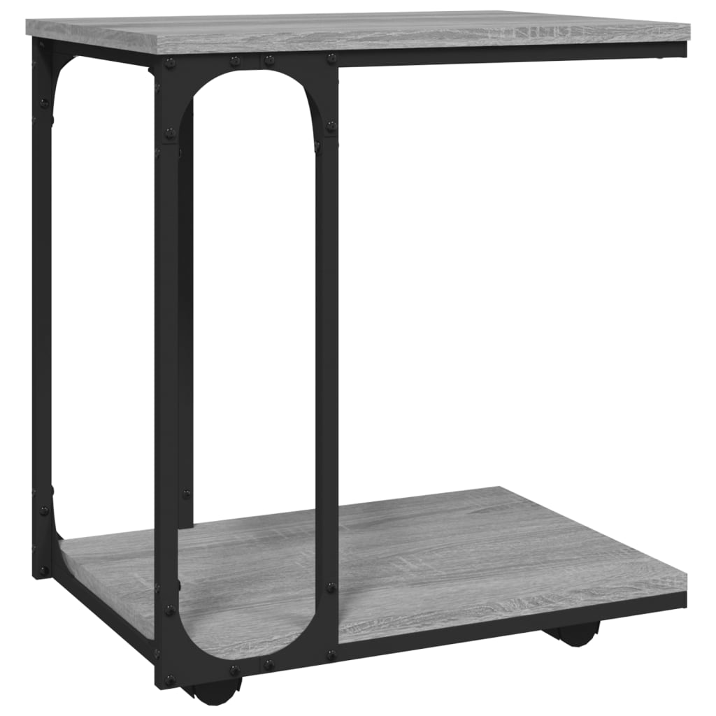 Side Table with Wheels Grey Sonoma 50x35x55.5cm Engineered Wood - Newstart Furniture