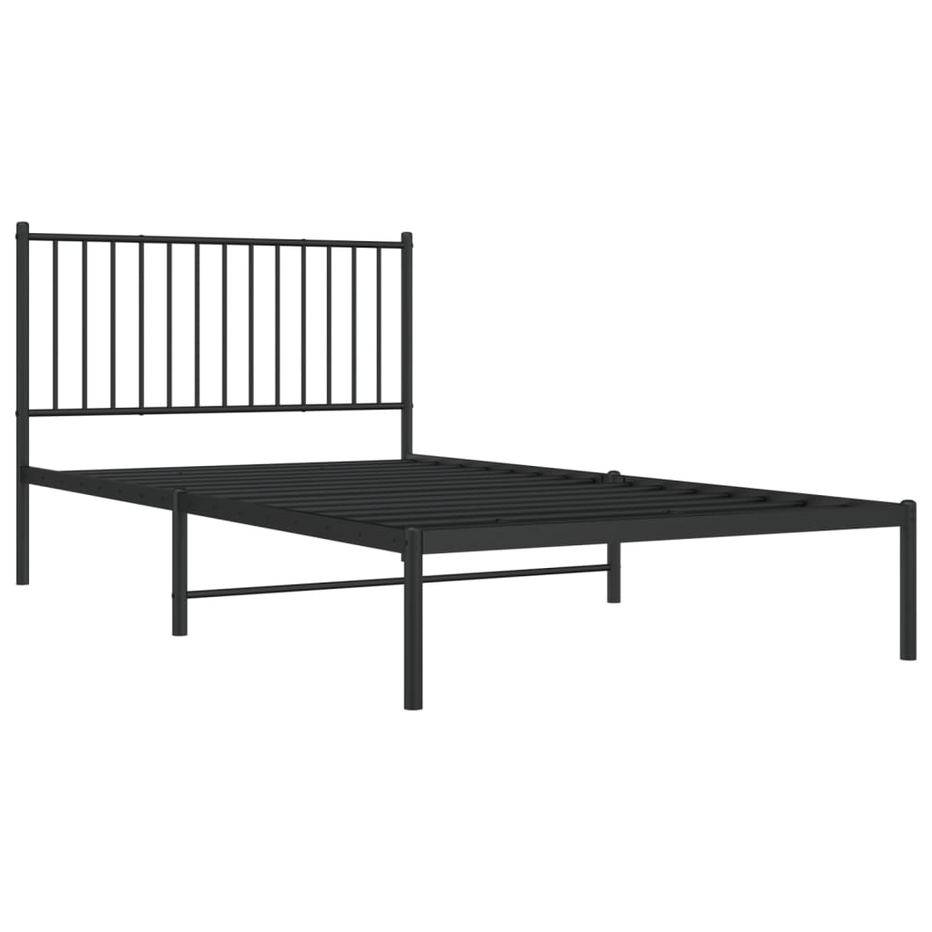 Metal Bed Frame with Headboard Black 107x203 cm - Newstart Furniture