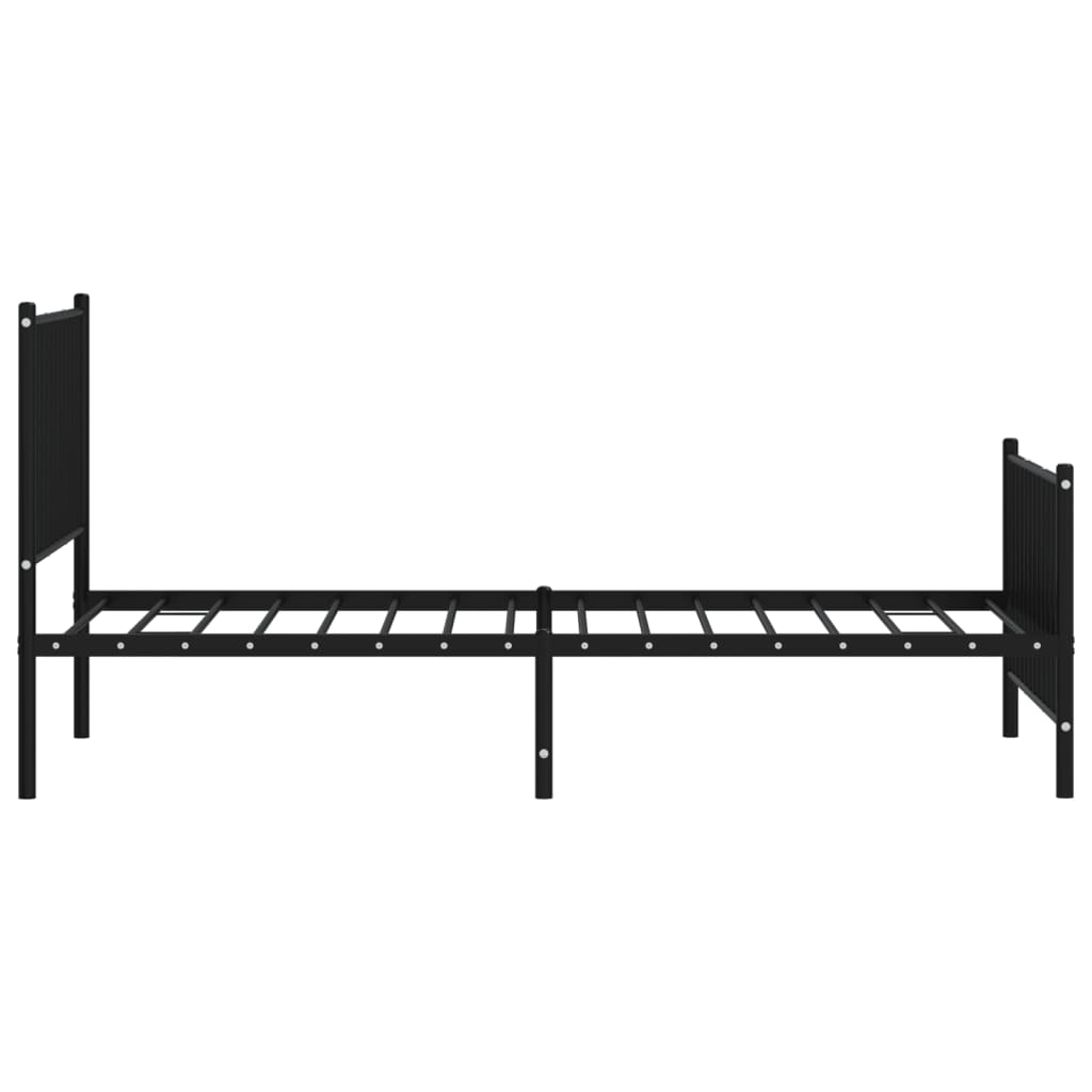 Metal Bed Frame with Headboard and Footboard Black 92x187 cm Single - Newstart Furniture