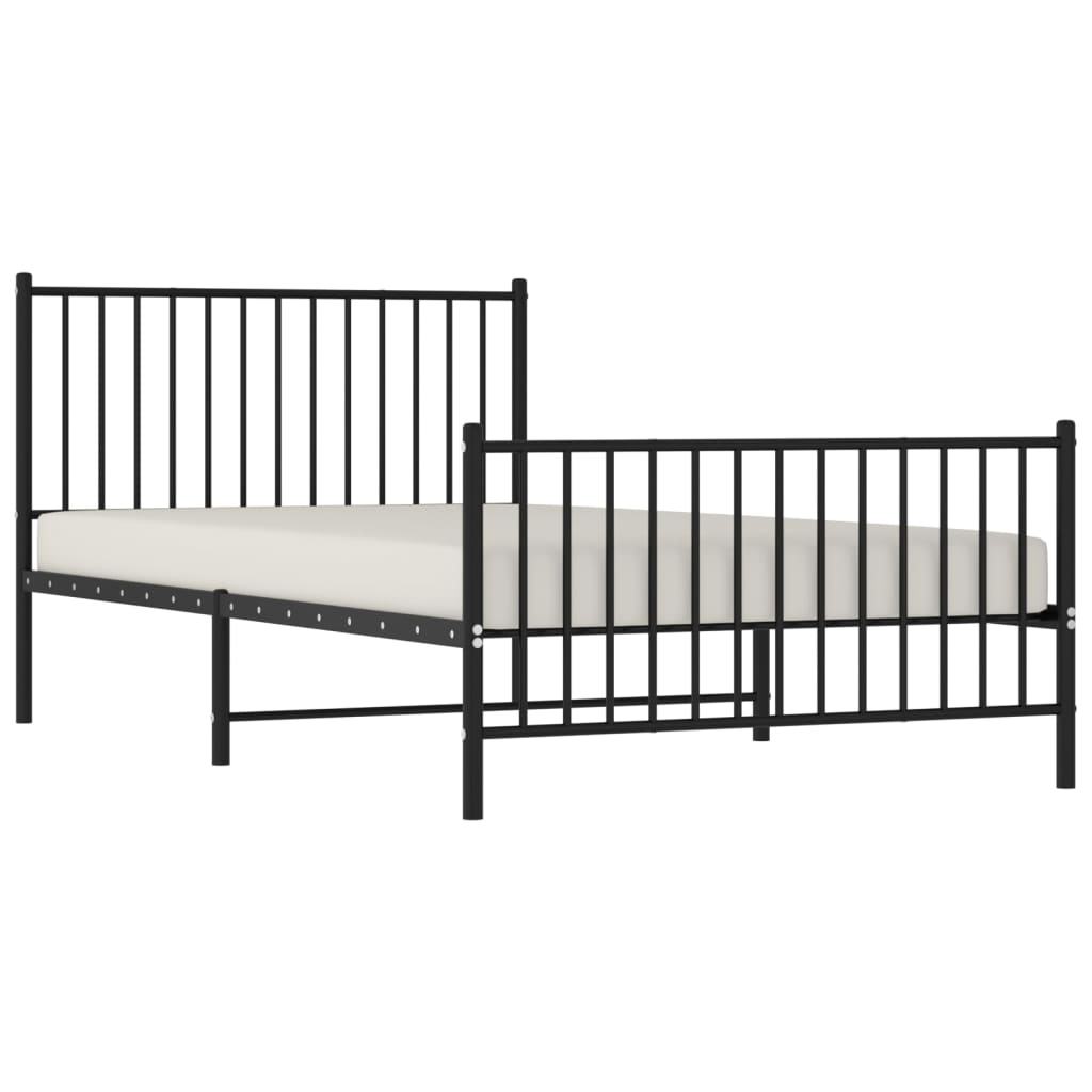 Metal Bed Frame with Headboard and Footboard Black 107x203 cm - Newstart Furniture