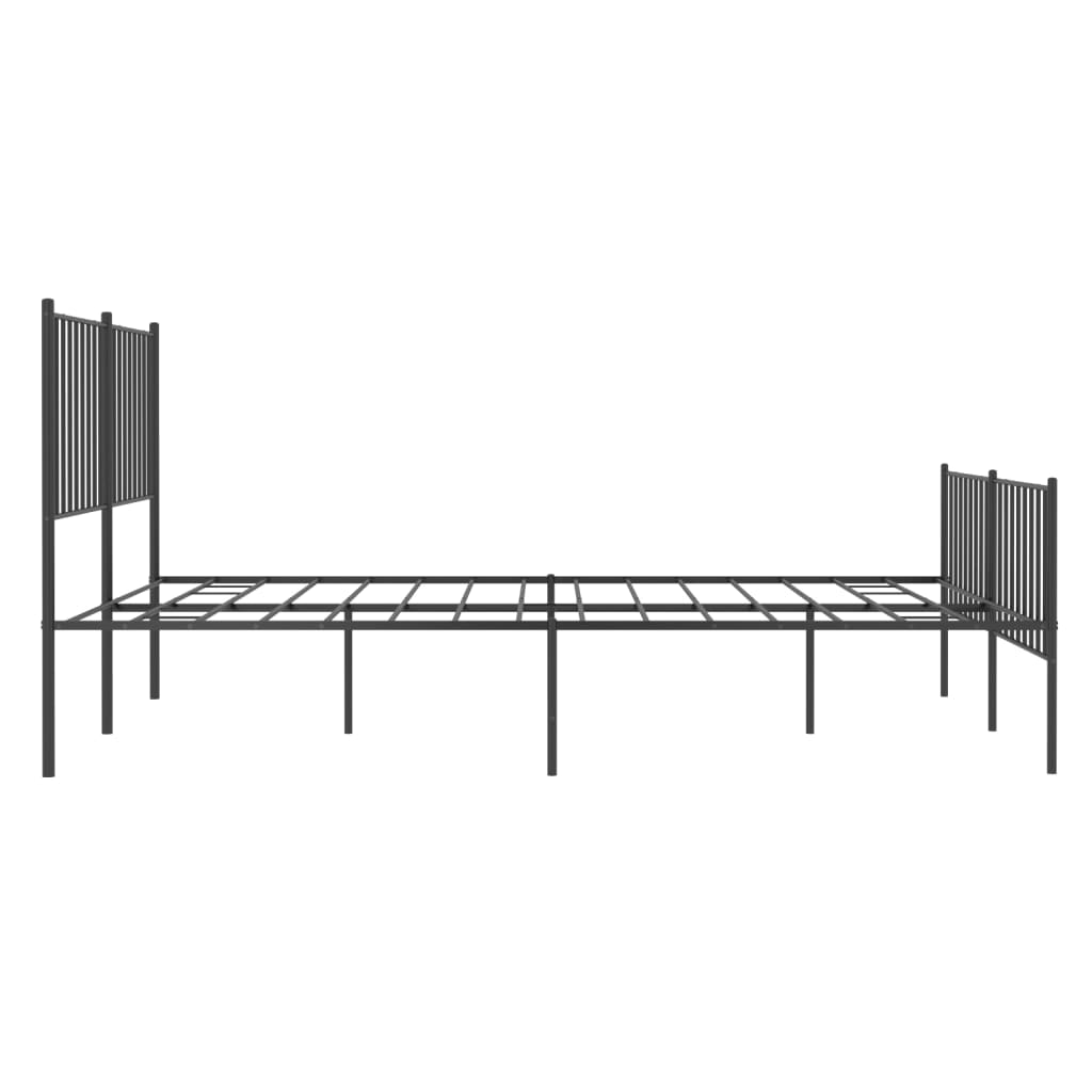 Metal Bed Frame with Headboard and Footboard Black 137x187 cm Double - Newstart Furniture