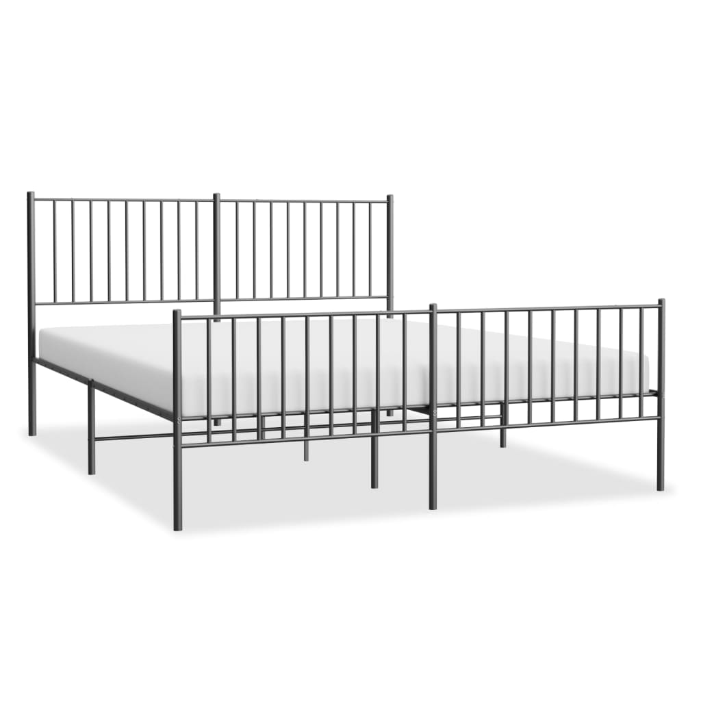 Metal Bed Frame with Headboard and Footboard Black 153x203 cm Queen - Newstart Furniture