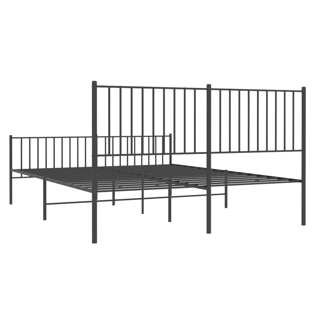 Metal Bed Frame with Headboard and Footboard Black 153x203 cm Queen - Newstart Furniture