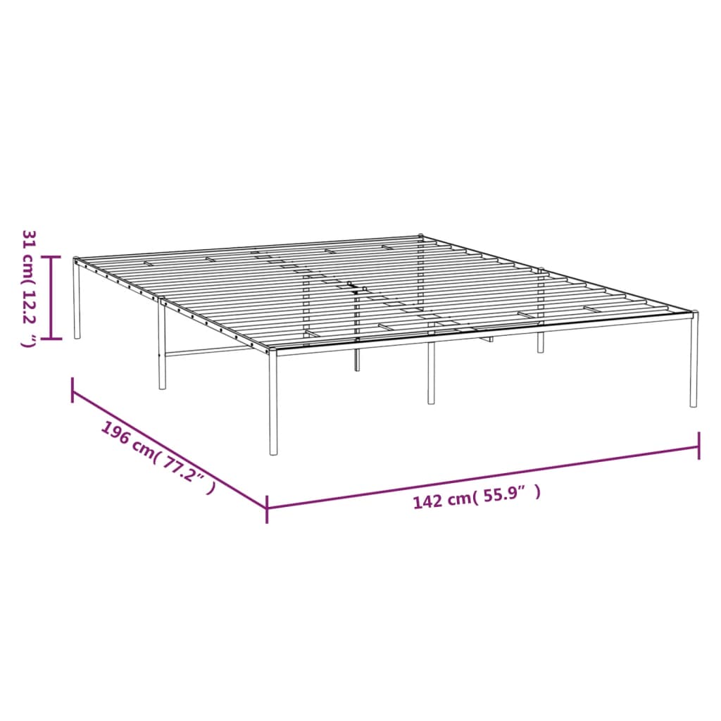 Metal Bed Frame White 137x187 cm Double - Newstart Furniture