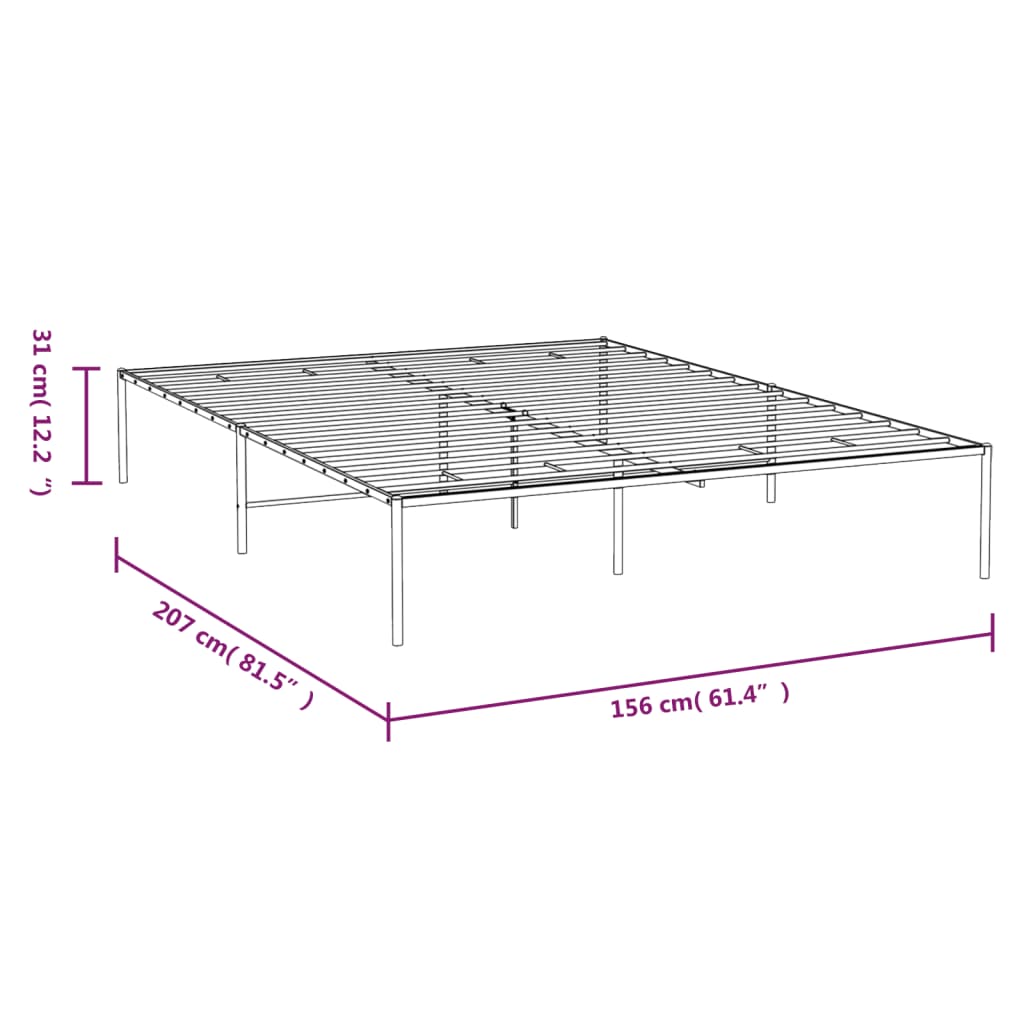 Metal Bed Frame White 153x203 cm Queen - Newstart Furniture