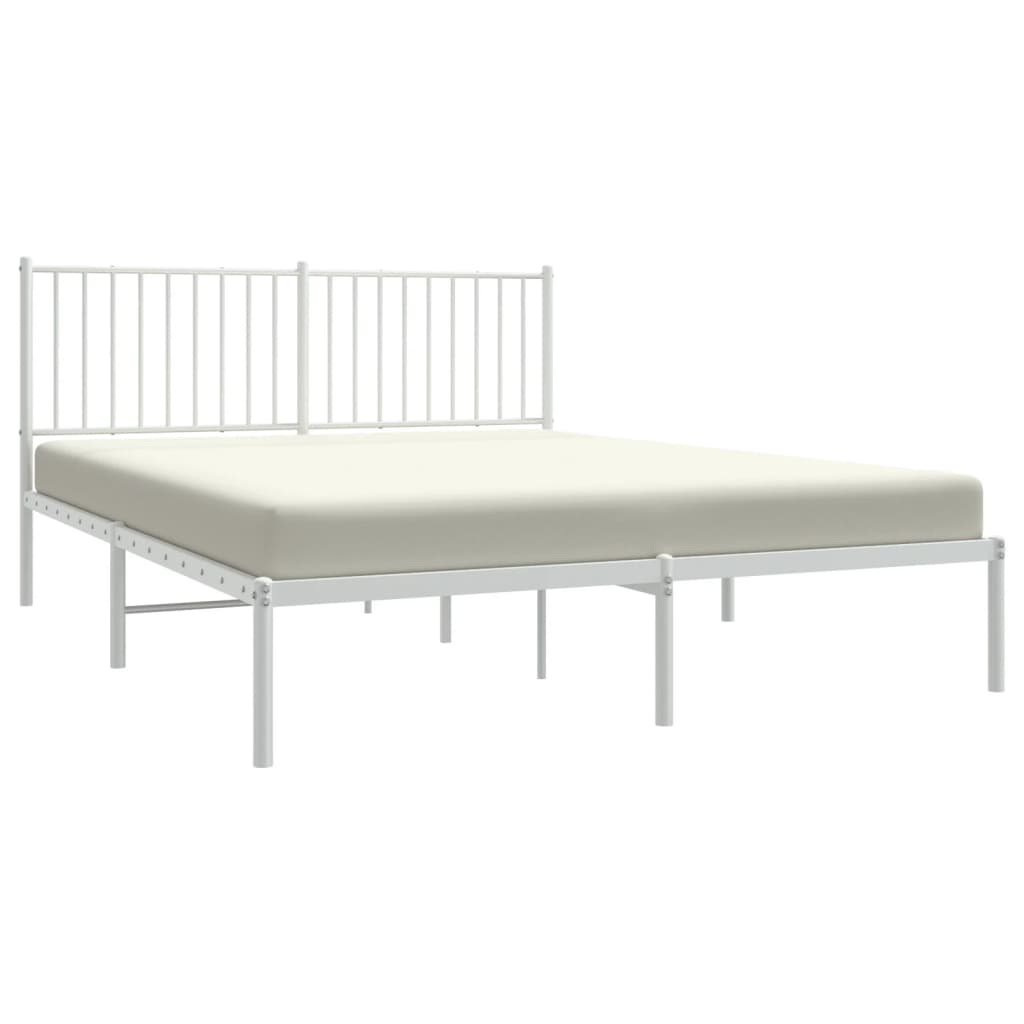 Metal Bed Frame with Headboard White 153x203 cm Queen - Newstart Furniture