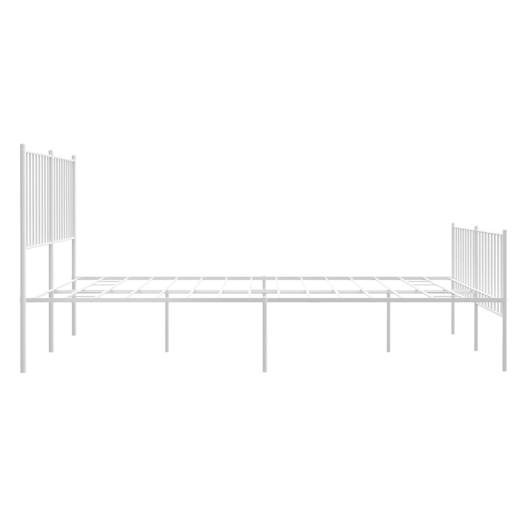 Metal Bed Frame with Headboard and Footboard White 137x187 cm Double - Newstart Furniture