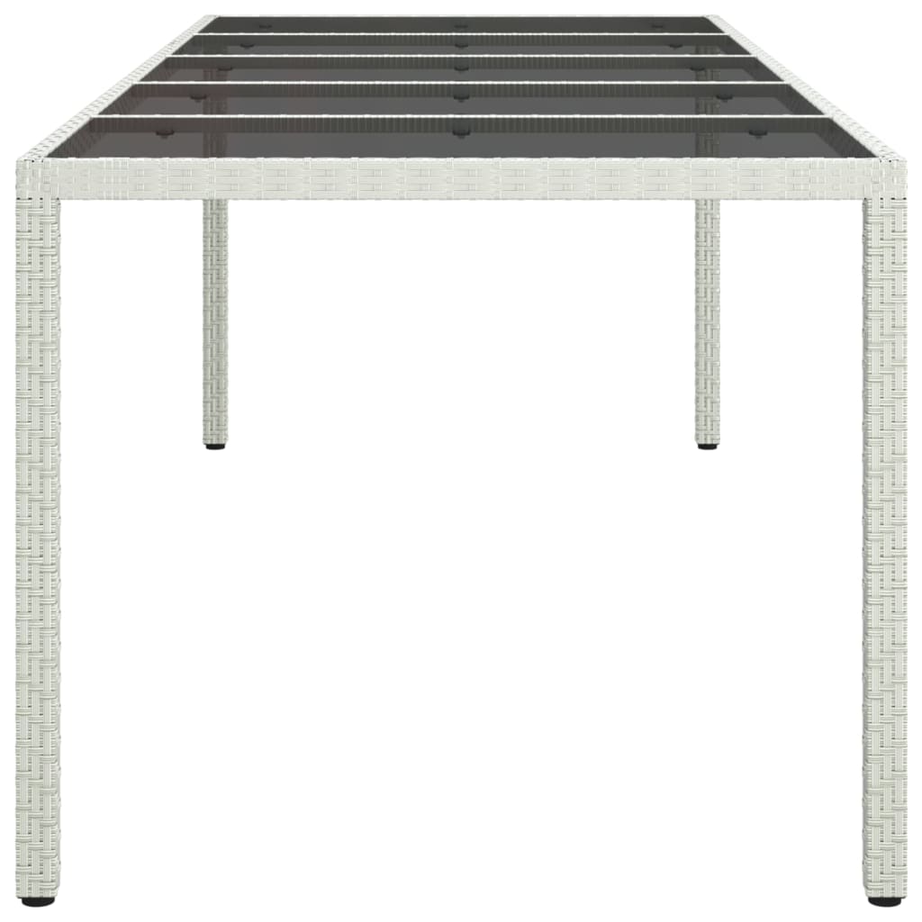 Garden Table White 250x100x75 cm Poly Rattan and Tempered Glass - Newstart Furniture