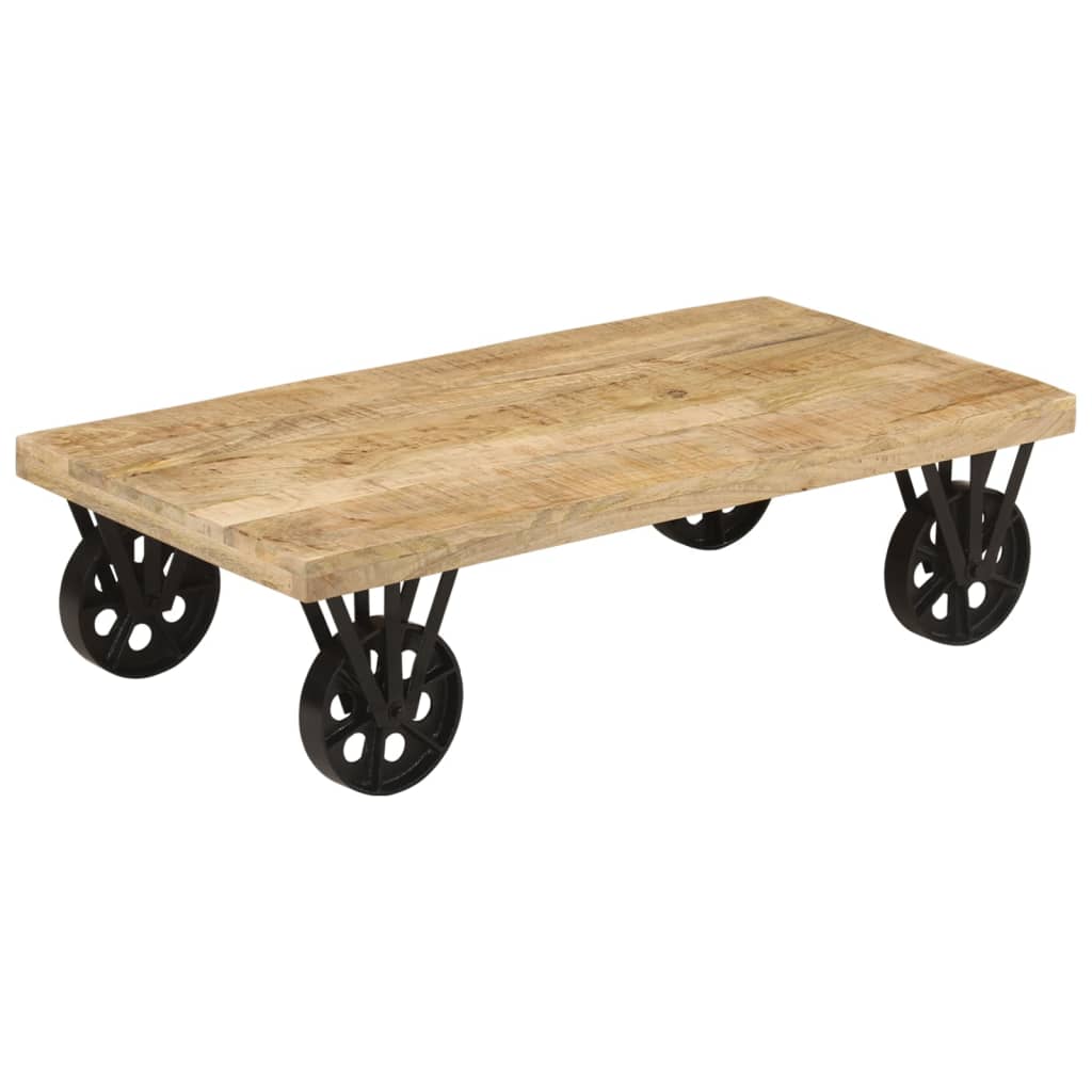 Coffee Table with Wheels 110x55x29.5 cm Solid Wood Mango - Newstart Furniture