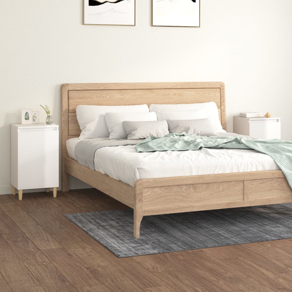 Bedside Cabinets 2 pcs High Gloss White 40x35x70 cm Engineered Wood - Newstart Furniture