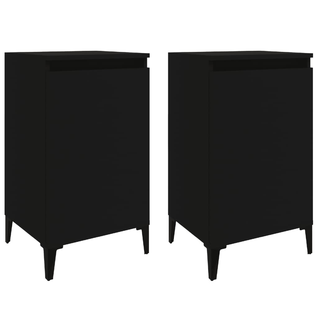 Bedside Cabinets 2 pcs Black 40x35x70 cm Engineered Wood - Newstart Furniture
