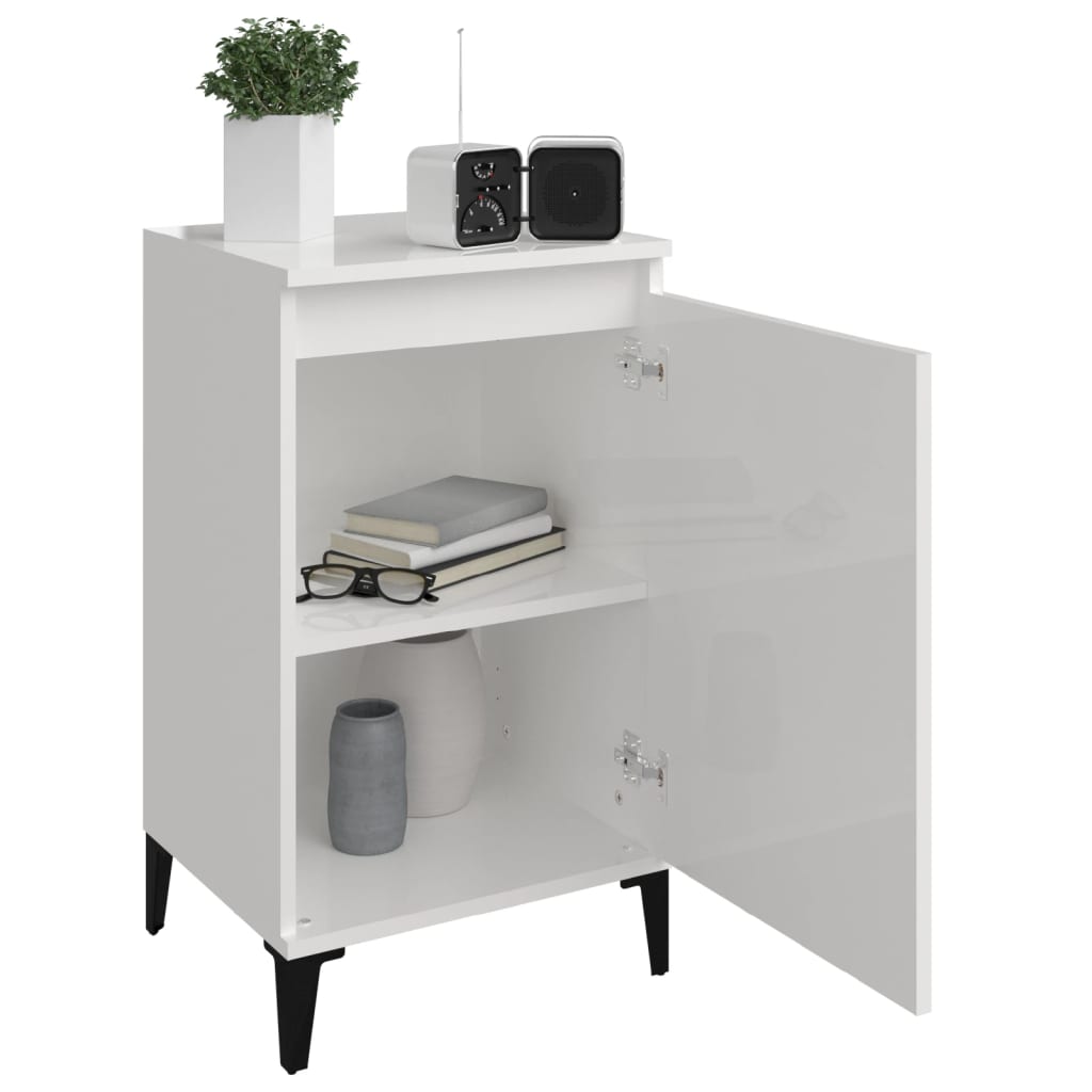 Bedside Cabinets 2 pcs High Gloss White 40x35x70cm Engineered Wood - Newstart Furniture