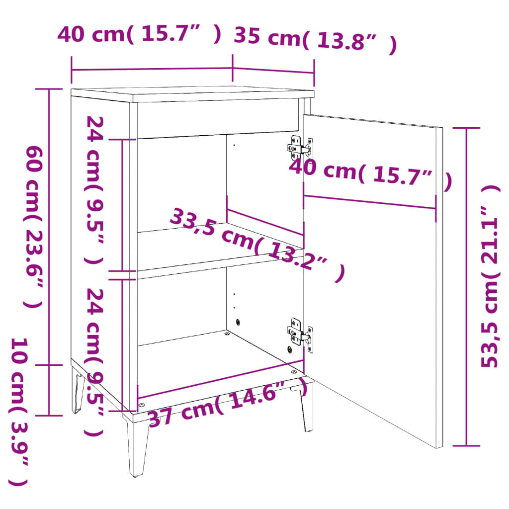 Bedside Cabinets 2 pcs Concrete Grey 40x35x70 cm Engineered Wood - Newstart Furniture