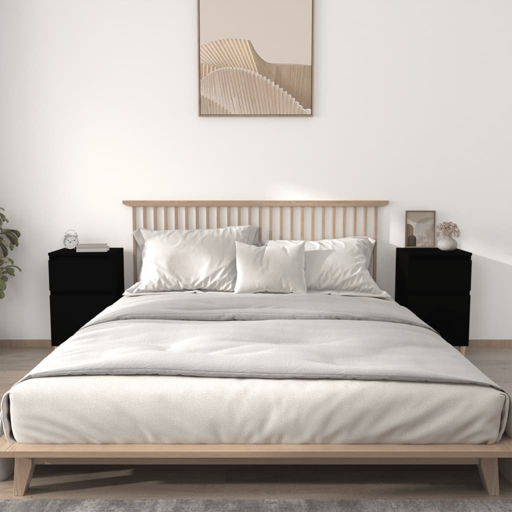 Bedside Cabinets 2 pcs Black 40x35x70 cm - Newstart Furniture