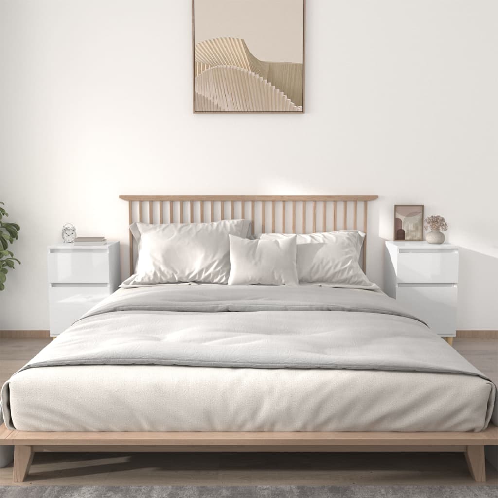 Bedside Cabinets 2 pcs High Gloss White 40x35x70 cm - Newstart Furniture