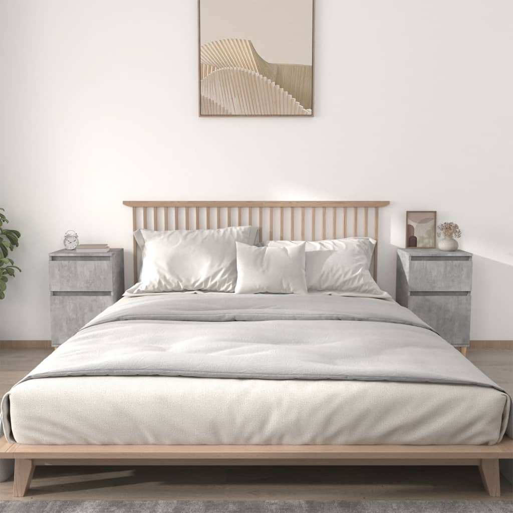 Bedside Cabinets 2 pcs Concrete Grey 40x35x70 cm - Newstart Furniture
