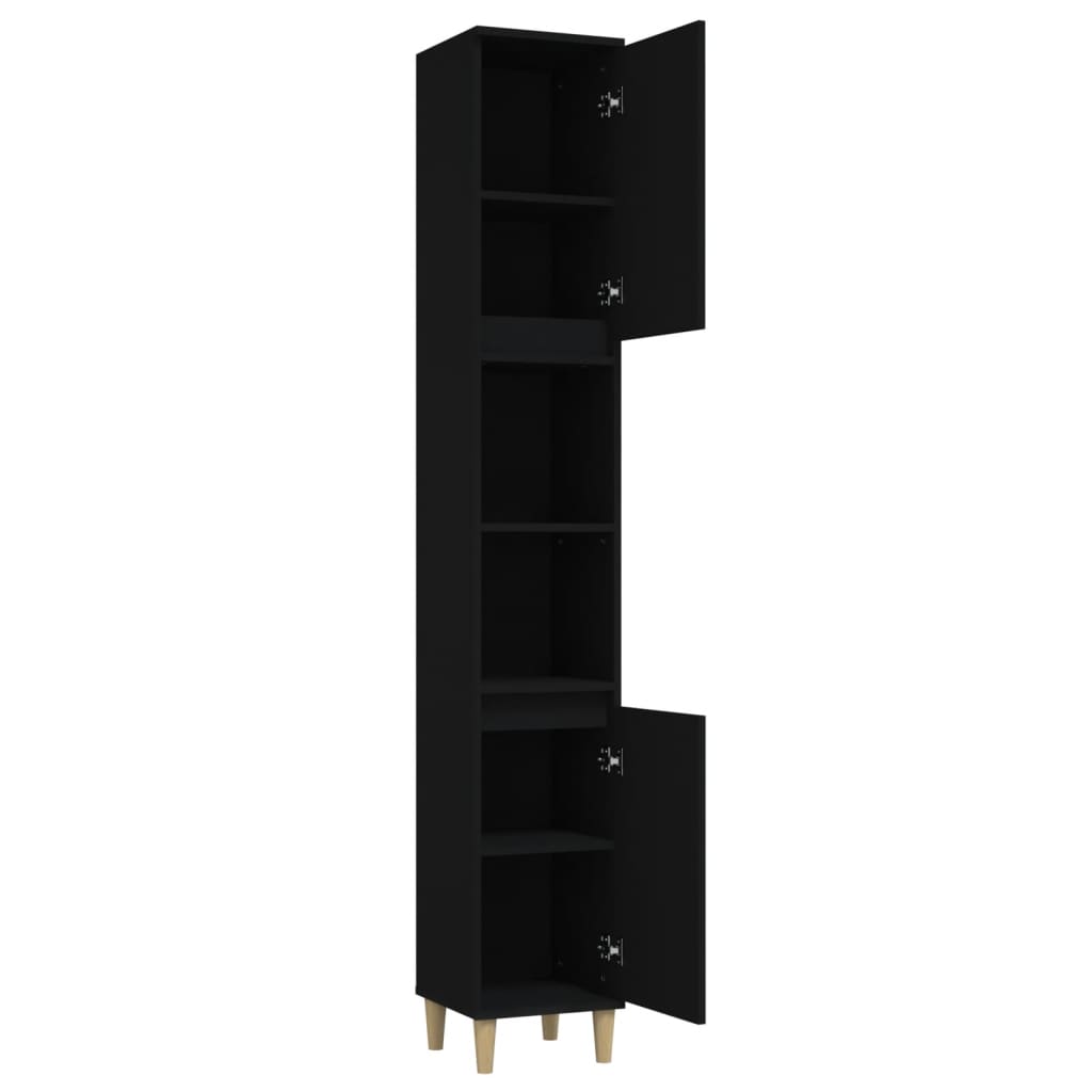 Bathroom Cabinet Black 30x30x190 cm Engineered Wood - Newstart Furniture
