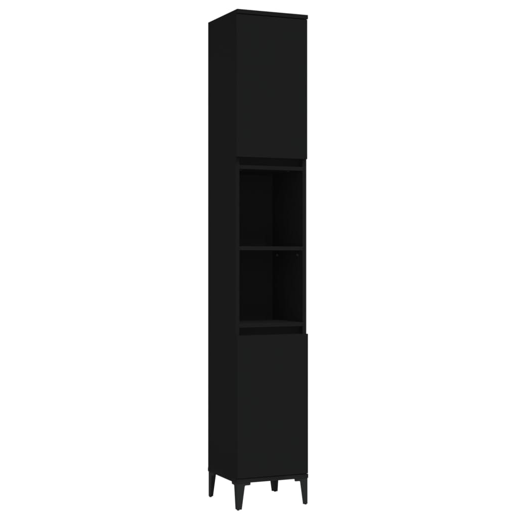 Bathroom Cabinet Black 30x30x190 cm Engineered Wood - Newstart Furniture
